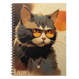 Cool Streetwear Graffiti Cat with Sunglasses Graph Notizblock