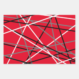 Cool Strickgitarre Rot Grau Schwarz Geschenkpapier Set