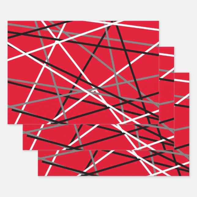 Cool Strickgitarre Rot Grau Schwarz Geschenkpapier Set (Set)