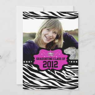 Cool Striped Zebra Princess 2012 Graduation Einlad Einladung