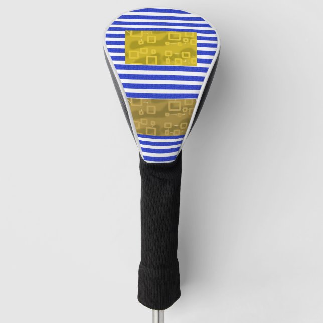 Cool Stripes Blue Gold Geometric  Golf Headcover (Vorderseite)