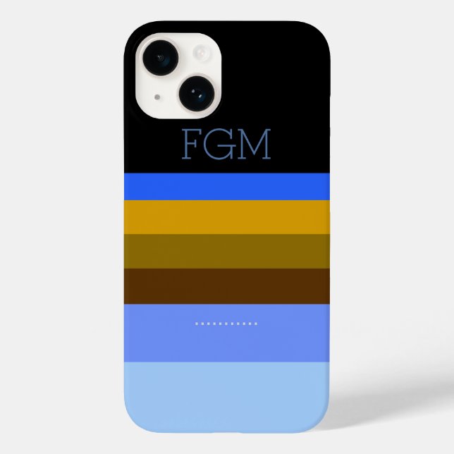 Cool Stripte benutzerdefinierte Initialen Case-Mate iPhone Hülle (Rückseite)