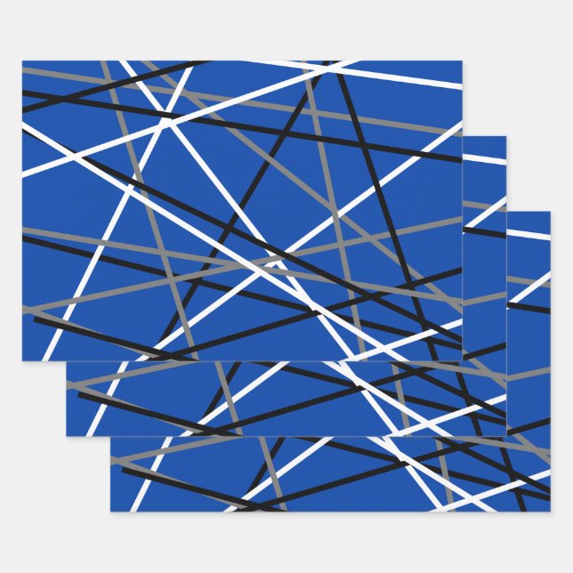 Cool Stripte Gitarre Blau Grau Schwarz Geschenkpapier Set (Set)