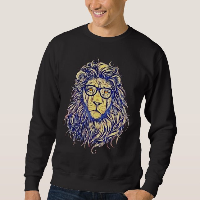 Cool Stylischer Hipster Lion Sweatshirt (Vorderseite)