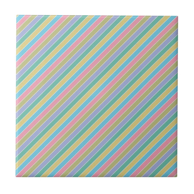 Cool Stylish Colorful Diagonal Striped Fliese (Vorderseite)
