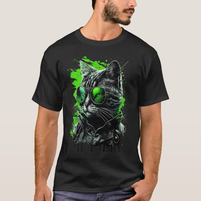 Cool Subtle Agende Pride Cat Art Neutrois Cat T-Shirt (Vorderseite)