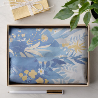 Cool Summer Blue Floral Botanical Garden Seidenpapier