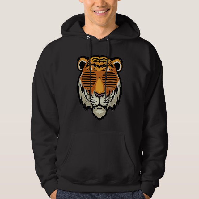 Cool Sunglasses Bengal Tiger Black and Orange Hoodie (Vorderseite)