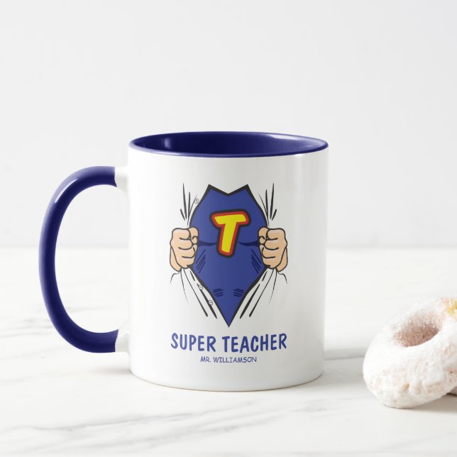 Cool Superheldlehrer Tasse (Mit Donut)