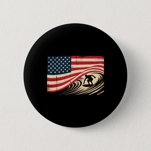 Cool Surfing für Männer Frauen 4. Juli Amerikanisc Button (Vorderseite)