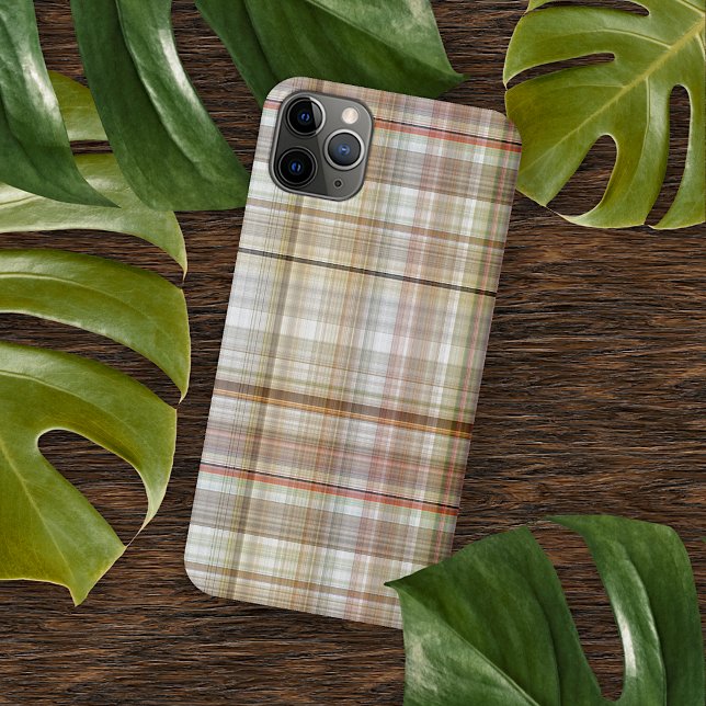 Cool Taupe Beige Dark Brown Gray Tartan Muster iPhone Hülle (Von Creator hochgeladen)