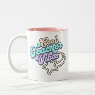 Cool Teacher Vibes Retro Styling-Geschenk Zweifarbige Tasse