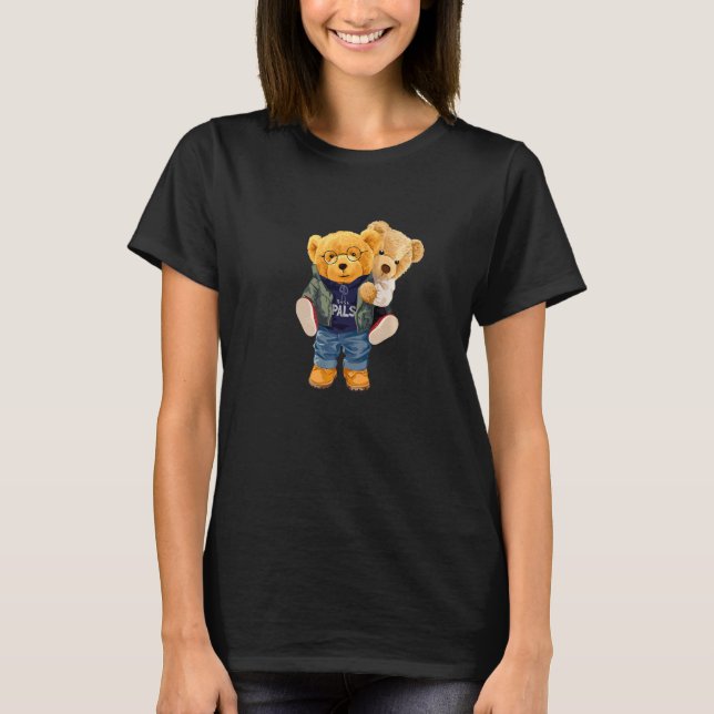 Cool Teddy Bear Boys Best Friends Style Illustrati T-Shirt (Vorderseite)