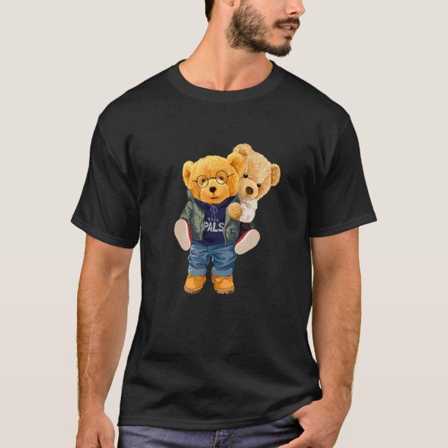 Cool Teddy Bear Boys Best Friends Style Illustrati T-Shirt (Vorderseite)