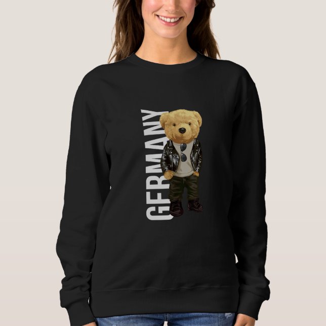 Cool Teddy Bear in German Style Illustration Graph Sweatshirt (Vorderseite)