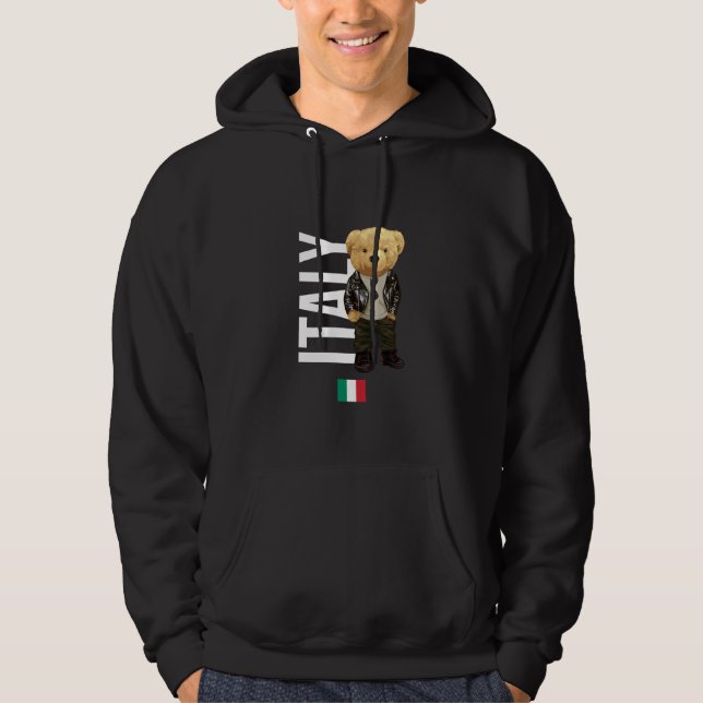 Cool Teddy Bear in Italy Style Illustration Graphi Hoodie (Vorderseite)