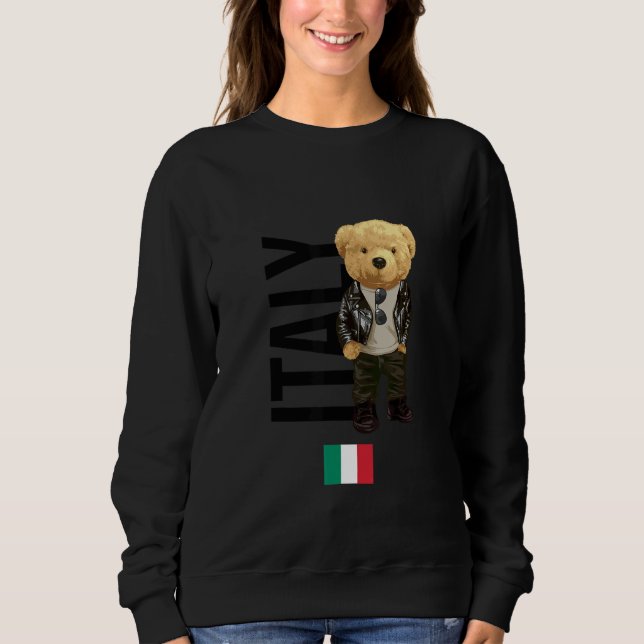 Cool Teddy Bear in Italy Style Illustration Graphi Sweatshirt (Vorderseite)