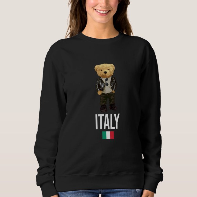 Cool Teddy Bear in Italy Style Illustration Graphi Sweatshirt (Vorderseite)