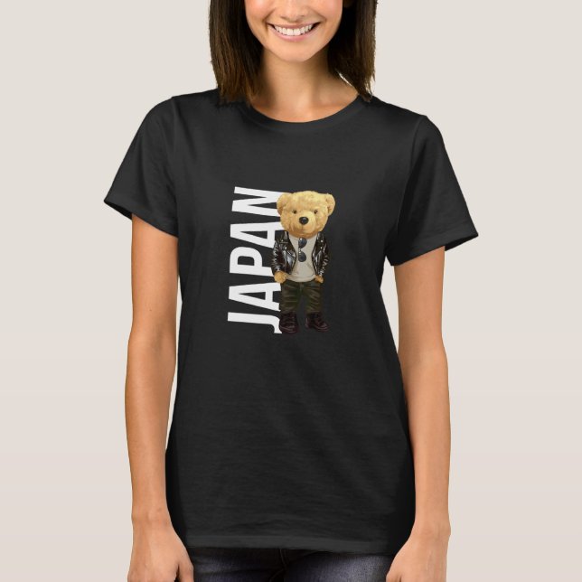 Cool Teddy Bear in Japan Style Illustration Graphi T-Shirt (Vorderseite)
