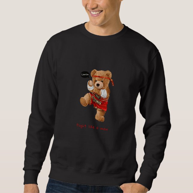 Cool Teddy Bear Man Boxing Fight Style Illustratio Sweatshirt (Vorderseite)