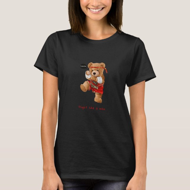 Cool Teddy Bear Man Boxing Fight Style Illustratio T-Shirt (Vorderseite)