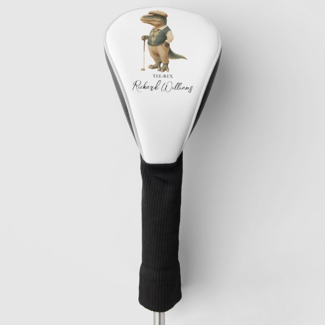 Cool Tee-Rex Golfer Dinosaur Signature Name Golf Headcover (Vorderseite)