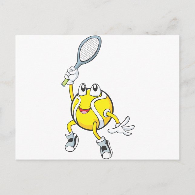Cool Tennis Ball Holding Racquet Postkarte (Vorderseite)