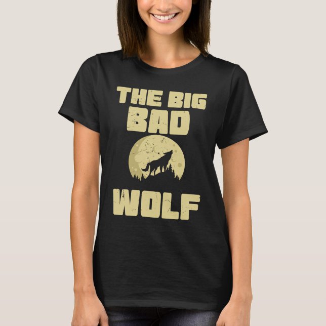 Cool The Big Wolf Howling Moon Fairy Tale Readers T-Shirt (Vorderseite)