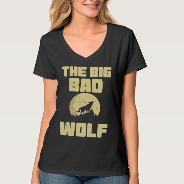 Cool The Big Wolf Howling Moon Fairy Tale Readers T-Shirt (Vorderseite)