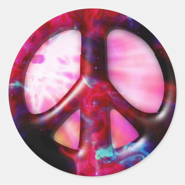 Cool Tie Dye Space Nebula Peace Sign Runder Aufkleber (Vorderseite)
