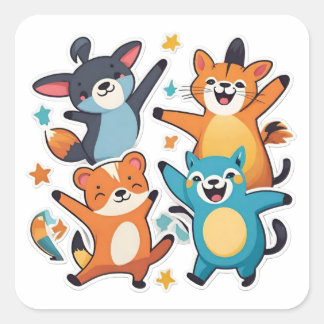 Cool Tiere Quadratischer Aufkleber