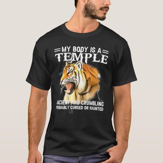 Cool Tiger mein Körper ist ein Tempel antiken und  T-Shirt (Vorderseite)