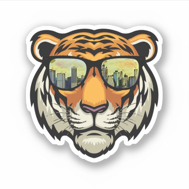 Cool Tiger Sonnenbrille Gesicht Bengalisch Growlin Aufkleber (Vorderseite)