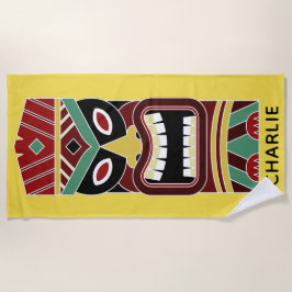 Cool Tiki Totem individuelle Name und Farbhandtuch Strandtuch
