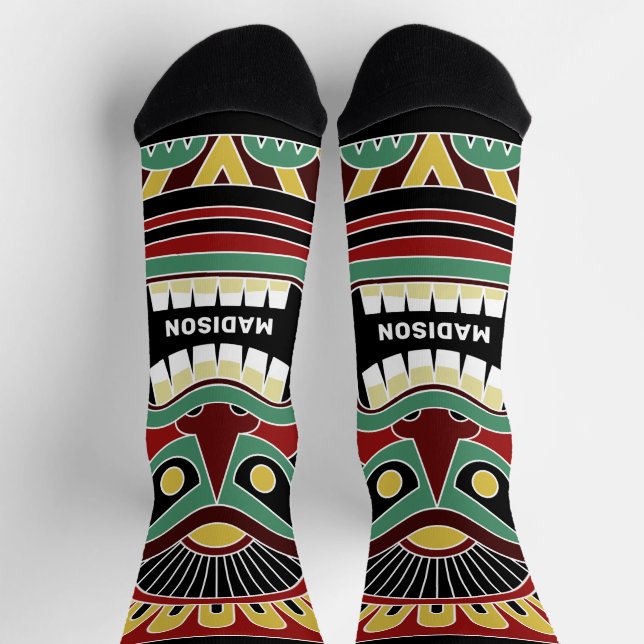 Cool Tiki Totems individuelle Name Socken (Oben)