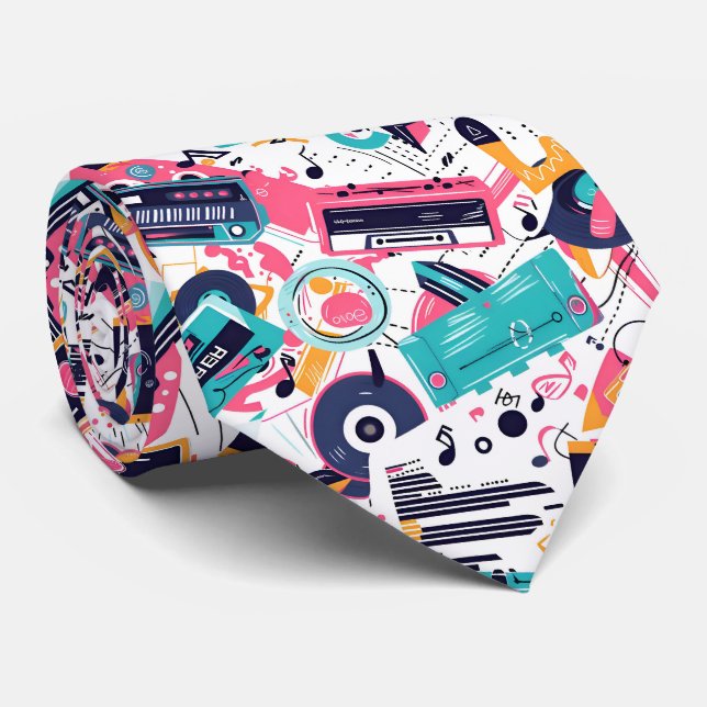 Cool tiled 80s music pattern krawatte (Gerollt)