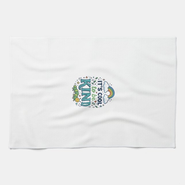 Cool To Be Kind Regenbogen-Raupe-Shirt-Design_1 Geschirrtuch (Horizontal)