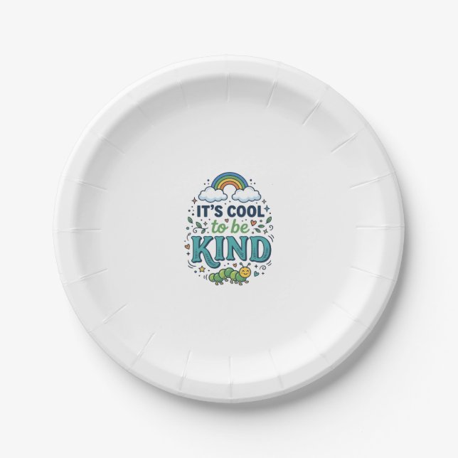 Cool To Be Kind Regenbogen-Raupe-Shirt-Design_1 Pappteller (Vorderseite)