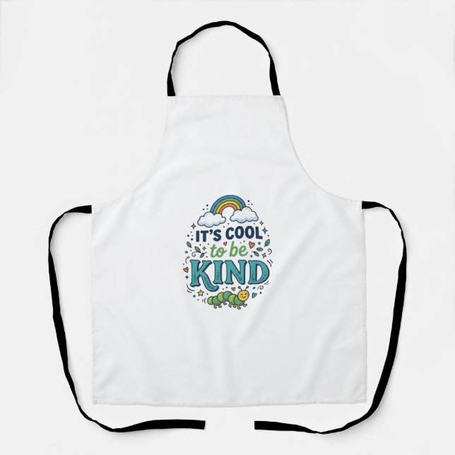 Cool To Be Kind Regenbogen Raupe Shirt Design_1 Schürze (Vorderseite)