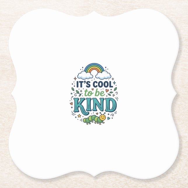 Cool To Be Kind Regenbogen-Raupe-Shirt-Design_1 Untersetzer (Vorderseite)