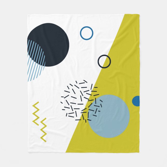Cool, trendig, modern, geometrisch grün von Memphi Fleecedecke (Vorderseite)