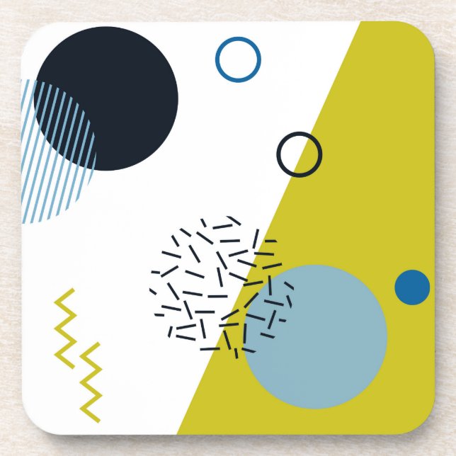 Cool, trendig, modern, geometrisch grün von Memphi Getränkeuntersetzer (Vorderseite)