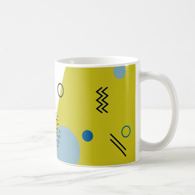 Cool, trendig, modern, geometrisch grün von Memphi Kaffeetasse (Rechts)