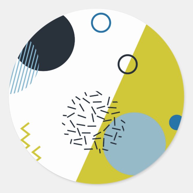 Cool, trendig, modern, geometrisch grün von Memphi Runder Aufkleber (Vorderseite)