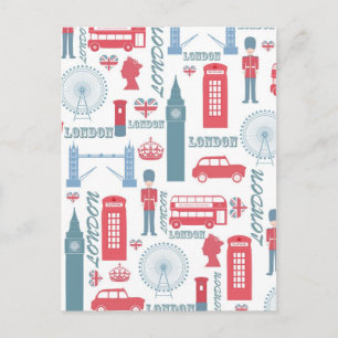 Cool trendige Vintage Londoner Illustrationsmuster Postkarte