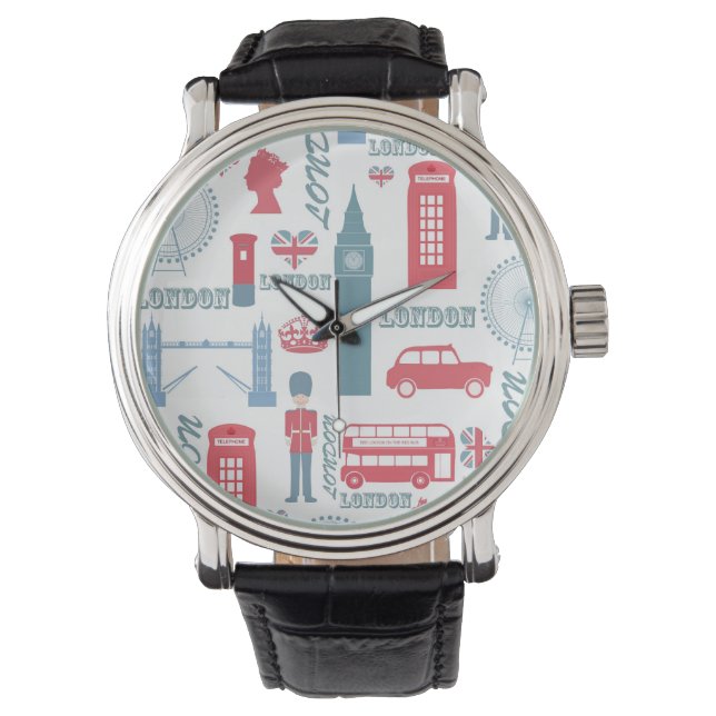 Cool trendige Vintage Sehenswürdigkeit in London Armbanduhr (Vorderseite)