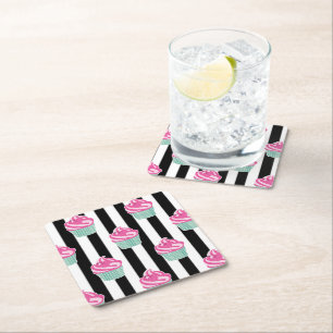 Cool Trendy Black and Wite Rechteckiger Pappuntersetzer