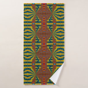 Cool Trendy Blue Red Yellow Vintag Tribal Ethnic Badehandtuch