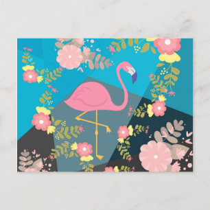 Cool Trendy Chic Niedlich Pink Girly Floral Flamin Postkarte