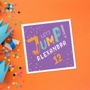 Cool Trendy Colorful Lila Jump Party Typo Serviette